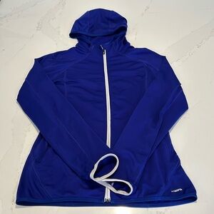 Salomon Bleu/Purple Zip up Woman Sweater Hoodie Fleece Ski Athletic Size M